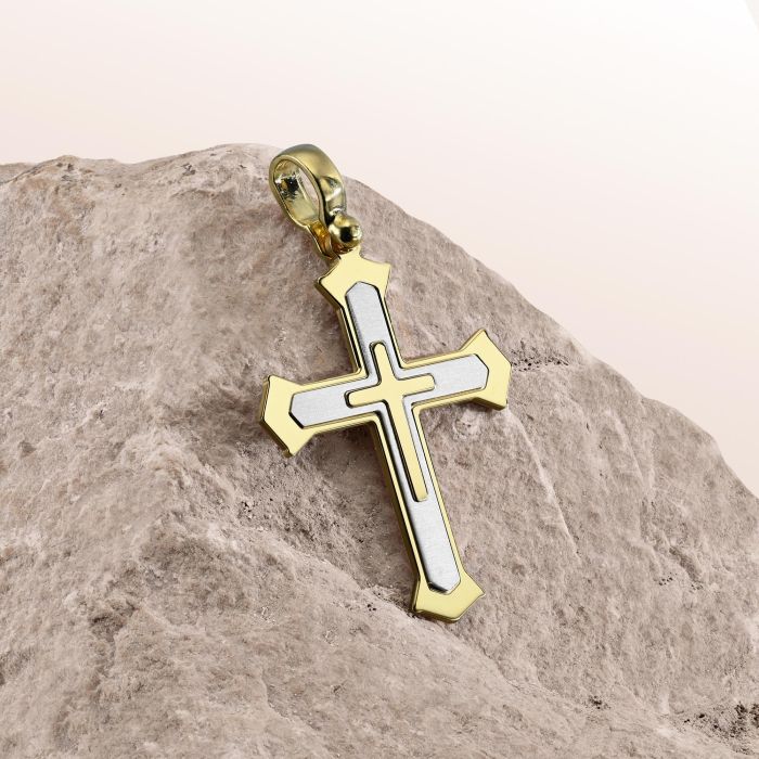 Gold Plated on Sterling Silver Cleche Cross Pendant