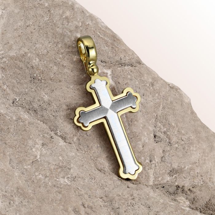 Gold Plated on Sterling Silver Budded Cross Pendant