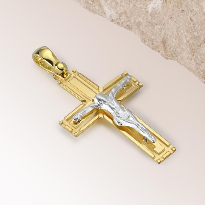 Gold Plated on Sterling Silver Crucifix Cross Pendant