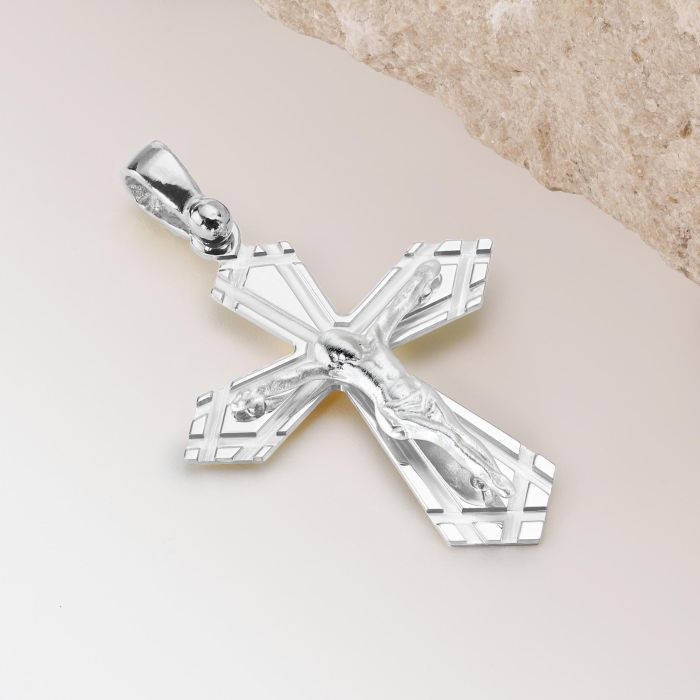 Sterling Silver Byzantine Crucifix Cross Pendant