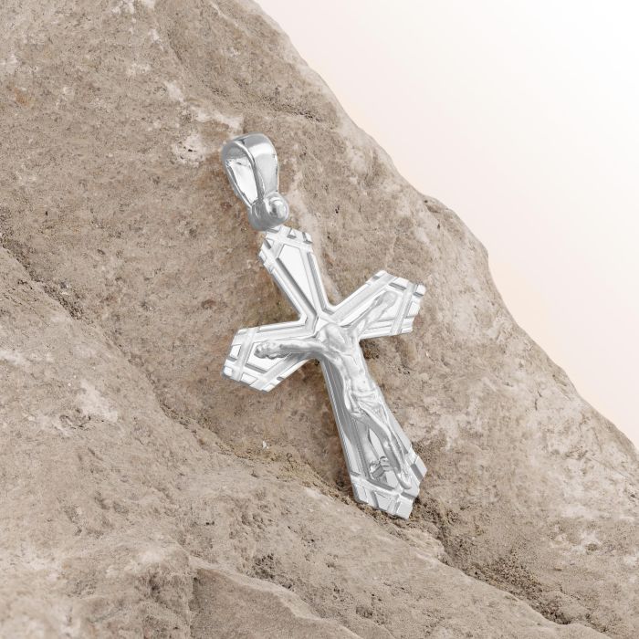 Sterling Silver Byzantine Crucifix Cross Pendant