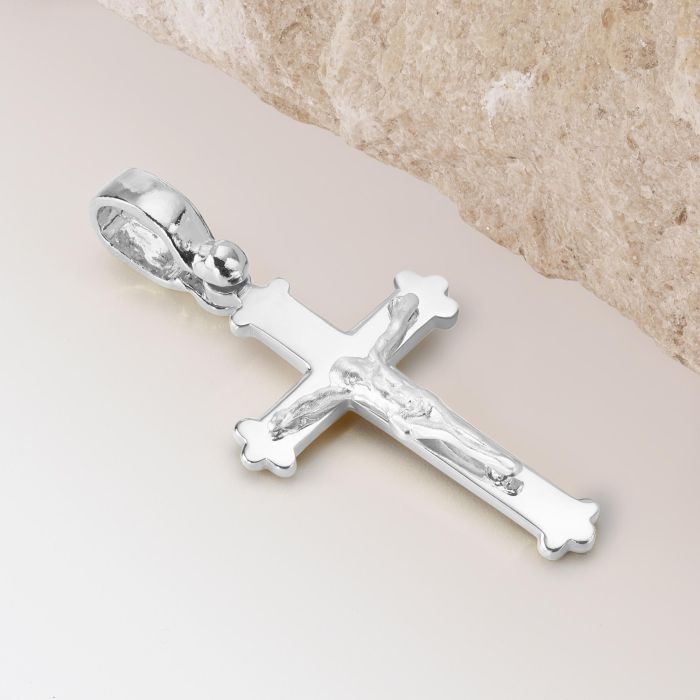 Sterling Silver Budded Crucifix Cross Pendant