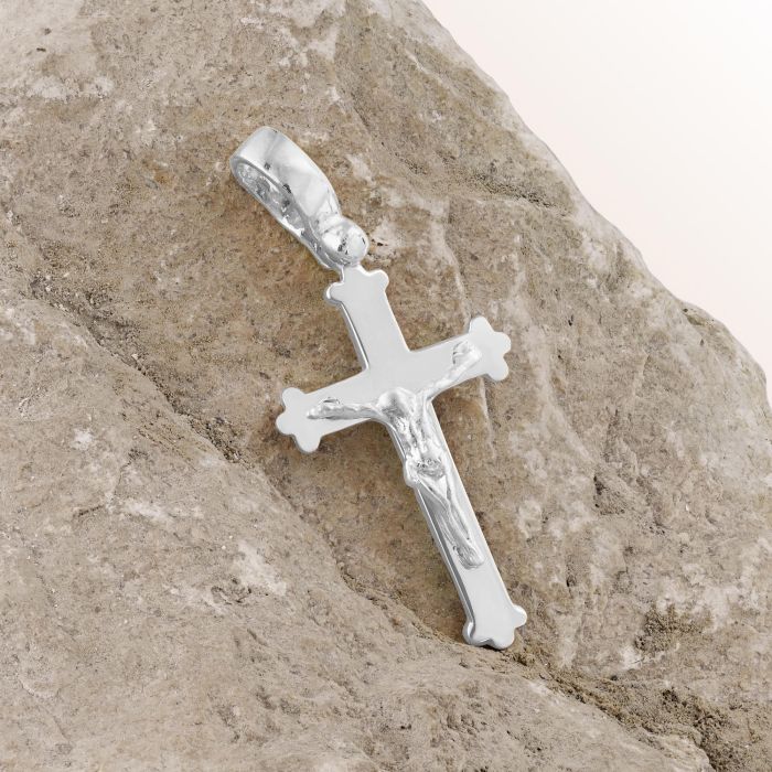 Sterling Silver Budded Crucifix Cross Pendant