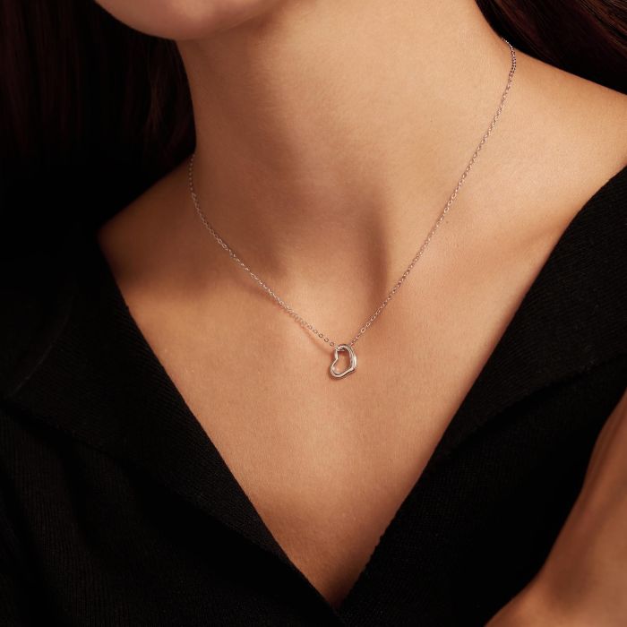 Sterling Silver Floating Heart Necklace