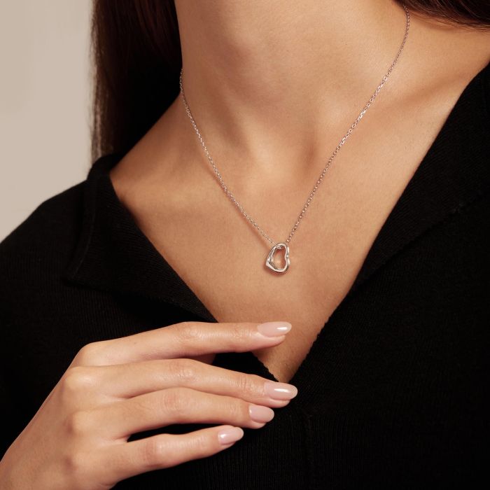 Sterling Silver Floating Heart Necklace