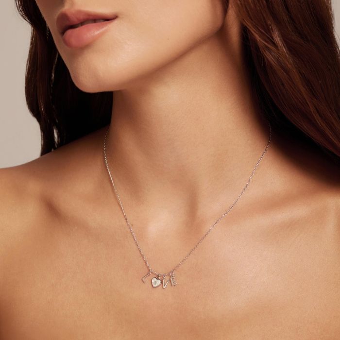 Sterling Silver Love Heart Charm Necklace