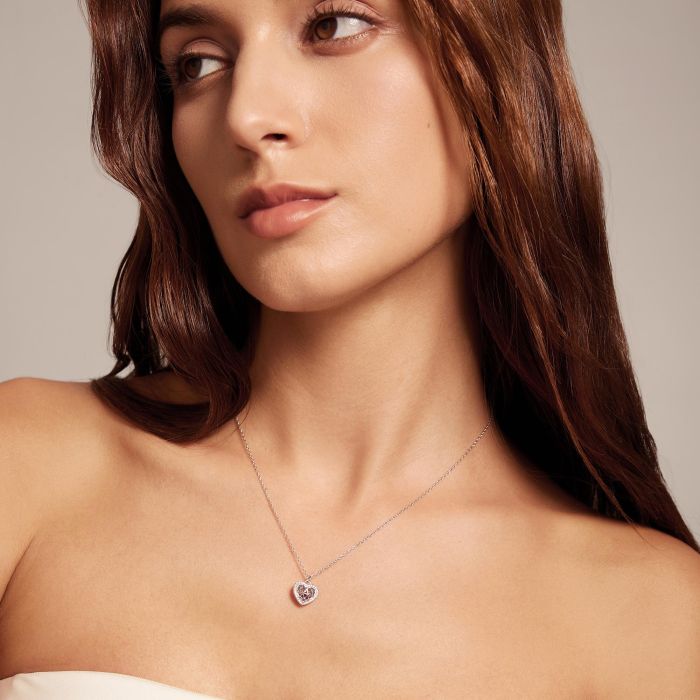 Sterling Silver Cubic Zirconia Heart Necklace