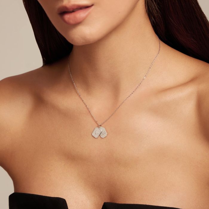 Sterling Silver Heart Tag Necklace