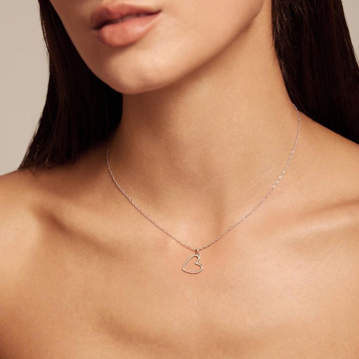 Sterling Silver Floating  Heart Necklace