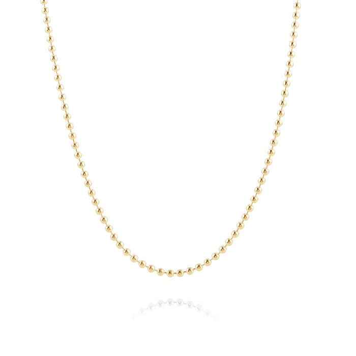 Yellow Gold Plated Sterling Silver 2mm Ball Bead Link Bracelet with Chain