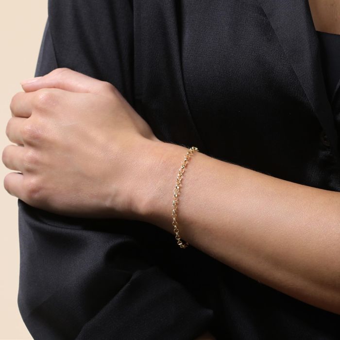 Yellow Gold Plated Sterling Silver 3.4mm Belcher Link Bracelet with Chain