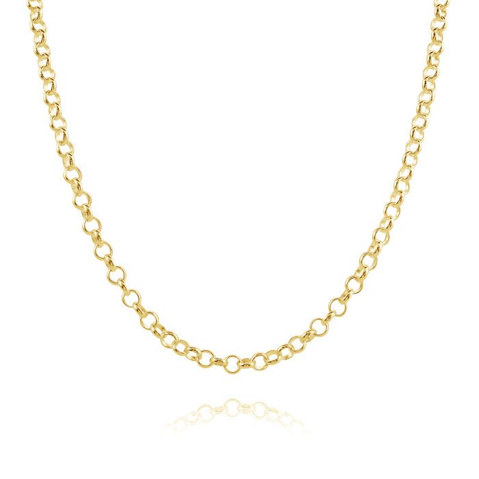 Yellow Gold Plated Sterling Silver 3.4mm Belcher Link Bracelet with Chain