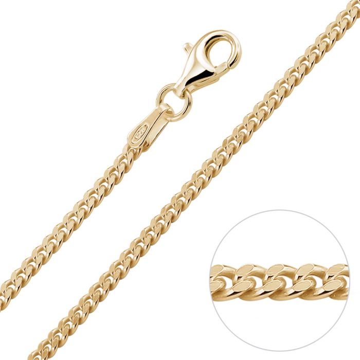  9ct Yellow Gold Plated 2mm Diamond Cut Curb Chain Necklace