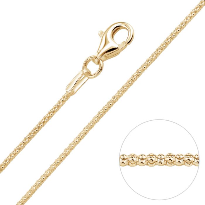  9ct Yellow Gold Plated 1.2mm Popcorn Chain Necklace