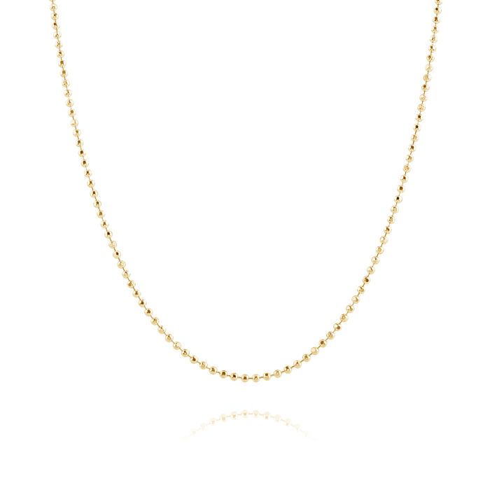  9ct Yellow Gold Plated 1.5mm Diamond Cut Ball Bead Chain Necklace
