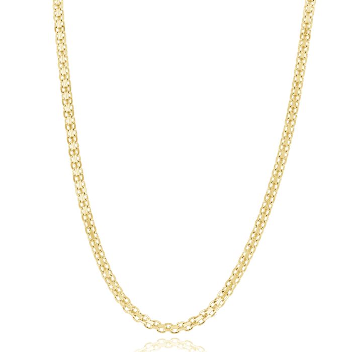Yellow Gold Plated Sterling Silver 2.4mm Bismark Bracelet with Chain