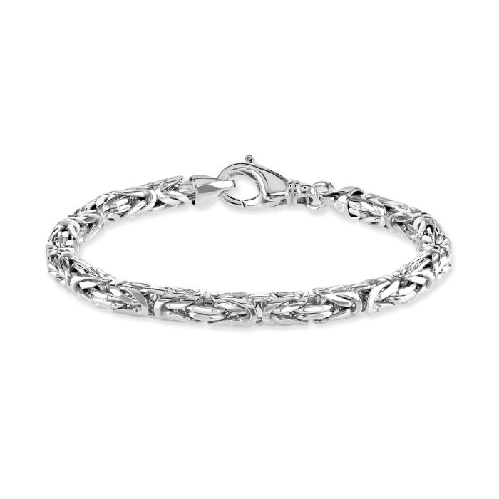 Sterling Silver 5.7mm Round Byzantine Bracelet with Chain