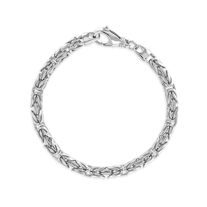 Sterling Silver 5.7mm Round Byzantine Bracelet with Chain