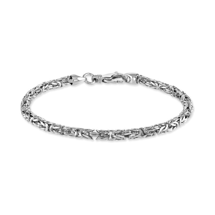 Sterling Silver 3.9mm Round Byzantine Bracelet with Chain