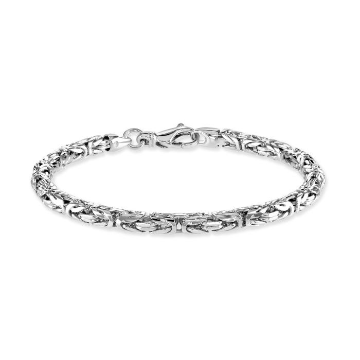 Sterling Silver 4.8mm Round Byzantine Bracelet with Chain