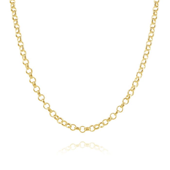  9ct Yellow Gold Plated 3.4mm Belcher Rolo Chain Necklace