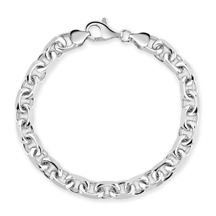 Sterling Silver 7mm Anchor Bracelet Diamond Cut