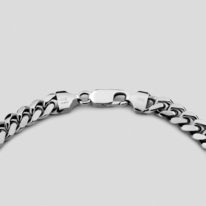Sterling Silver 7mm Diamond Cut Cuban Bracelet with Chain