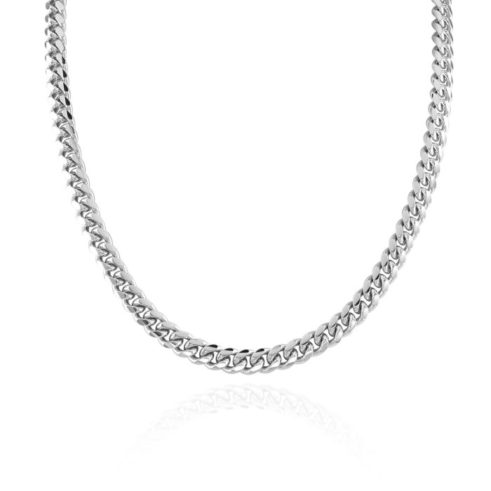 Sterling Silver 7mm Diamond Cut Cuban Bracelet with Chain