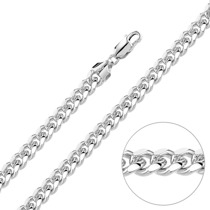 Sterling Silver 7mm Diamond Cut Cuban Bracelet with Chain