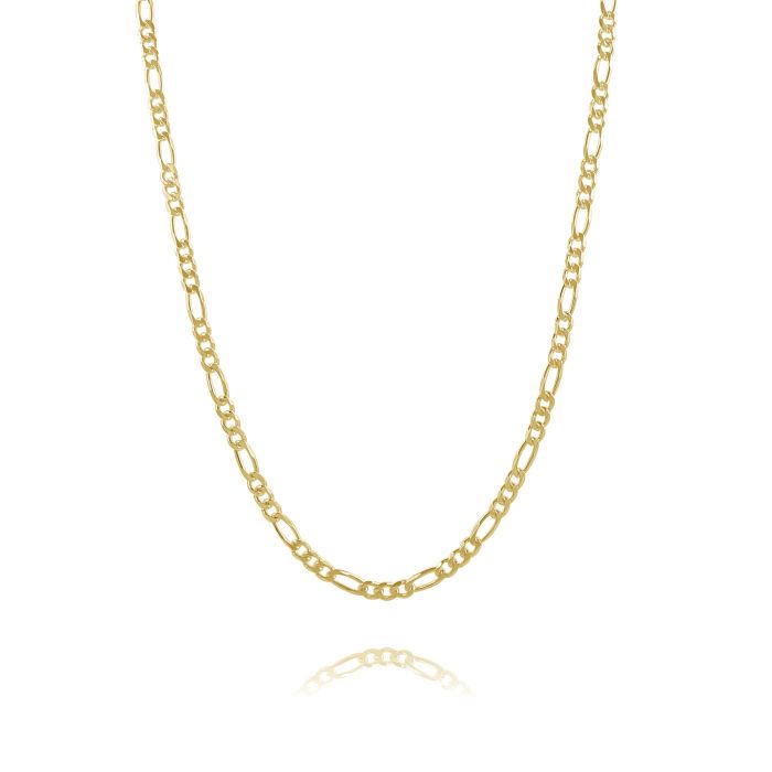  9ct Yellow Gold Plated 3mm Diamond Cut Figaro Chain Necklace