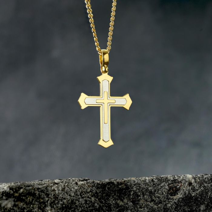 Gold Plated on Sterling Silver Cleche Cross Necklace