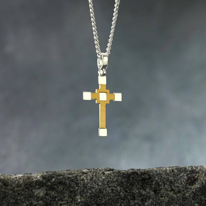 Gold Plated on Sterling Silver Cross Necklace