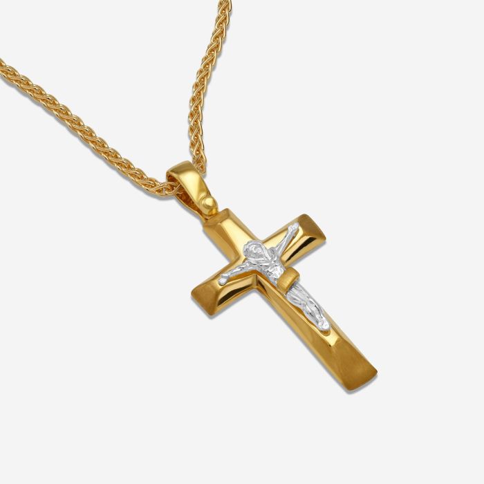 Gold Plated on Sterling Silver Crucifix Cross Necklace