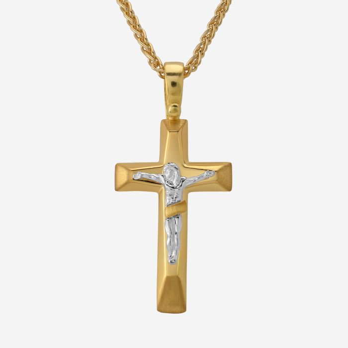 Gold Plated on Sterling Silver Crucifix Cross Necklace