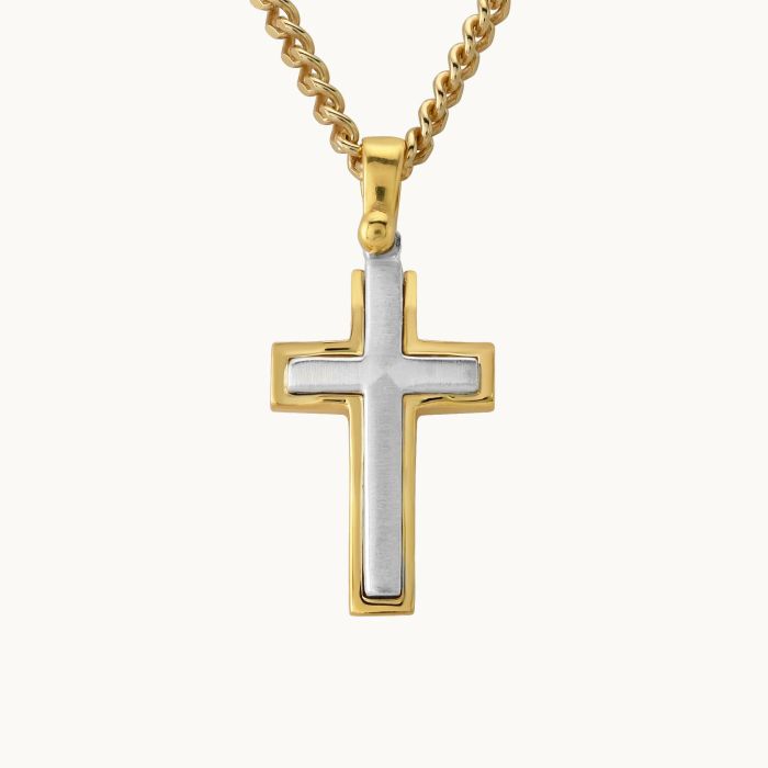 Gold Plated on Sterling Silver Cross Necklace