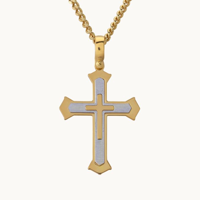 Gold Plated on Sterling Silver Cleche Cross Necklace