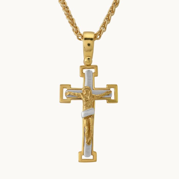 Gold Plated on Sterling Silver Crucifix Cross Necklace