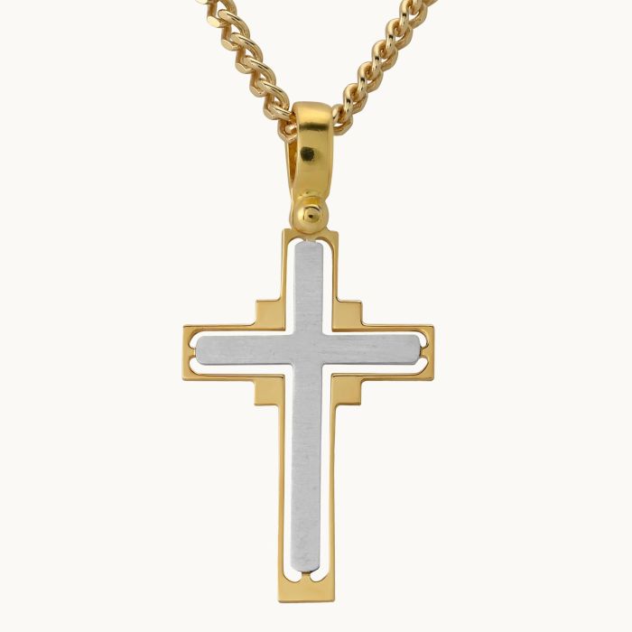 Gold Plated on Sterling Silver Cross Necklace