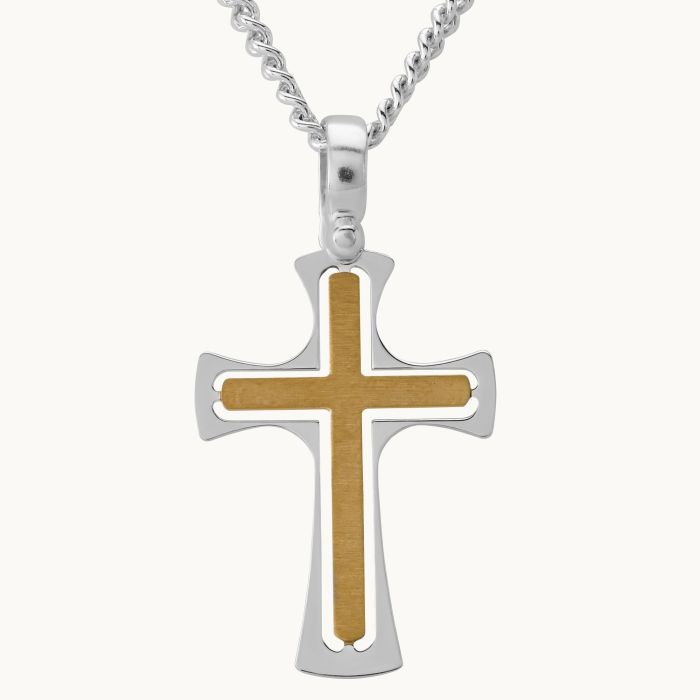 Gold Plated on Sterling Silver Cross Necklace