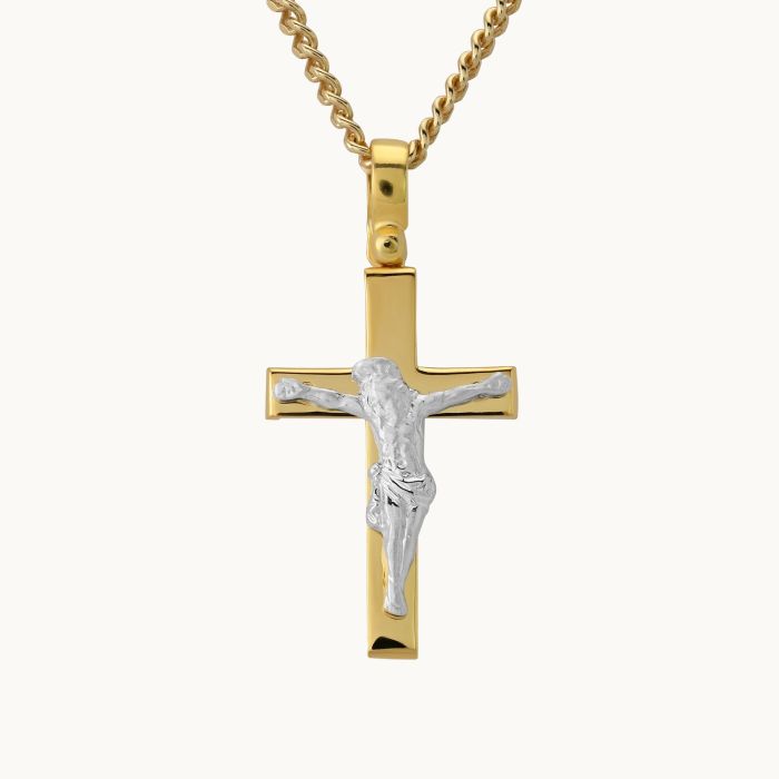 Gold Plated on Sterling Silver Crucifix Cross Necklace