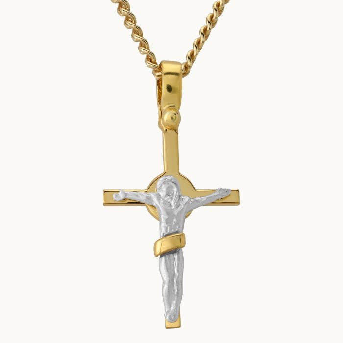 Gold Plated on Sterling Silver Celtic Crucifix Cross Necklace