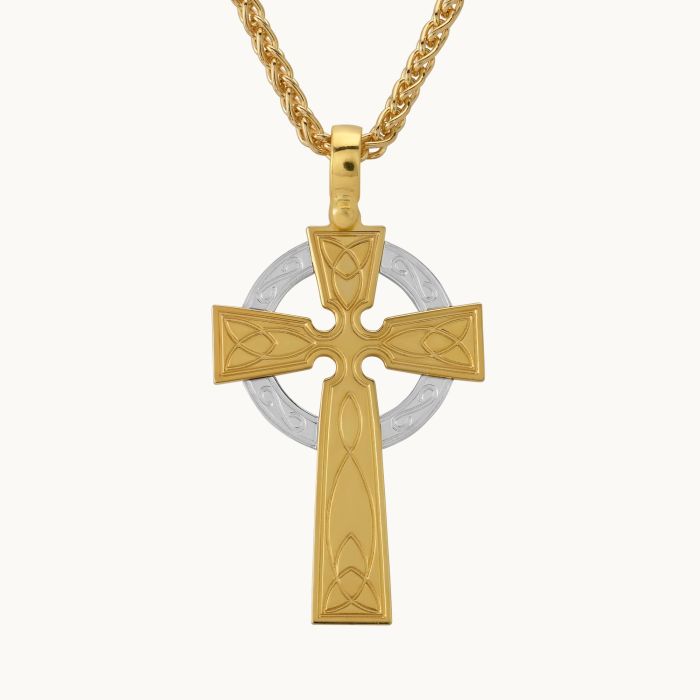 Gold Plated on Sterling Silver Celtic Cross Necklace