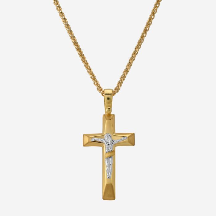 Gold Plated on Sterling Silver Crucifix Cross Necklace