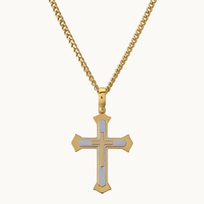 Gold Plated on Sterling Silver Cleche Cross Necklace