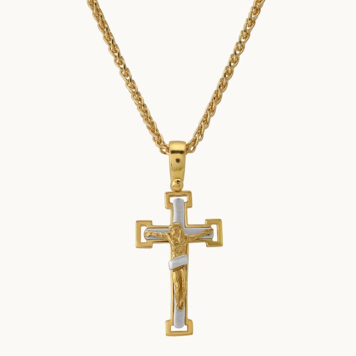 Gold Plated on Sterling Silver Crucifix Cross Necklace