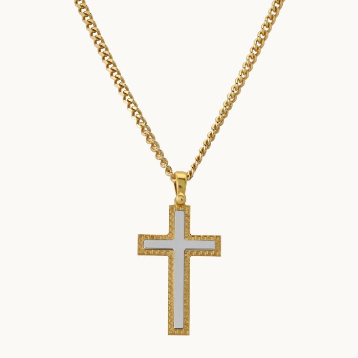 New Sterling Silver 18K Gold Plate 1/4 CTTW Cross outlet Necklace