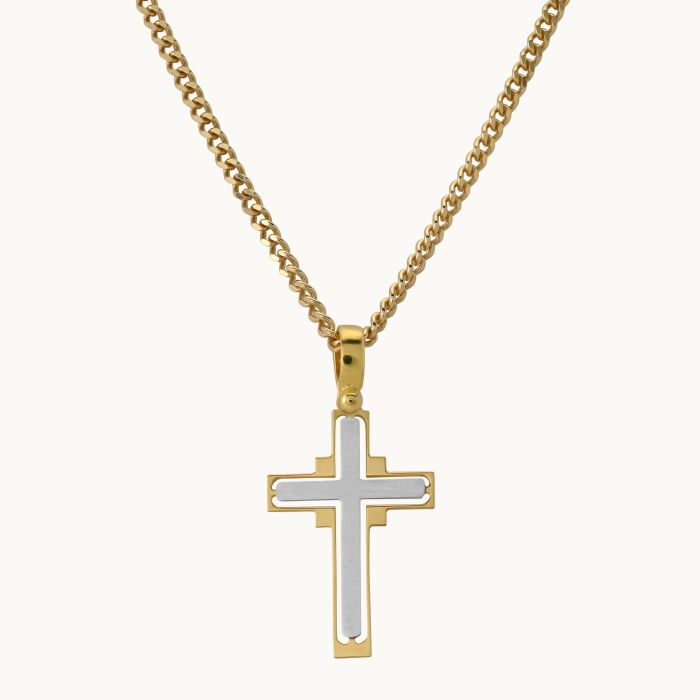 Gold Plated on Sterling Silver Cross Necklace