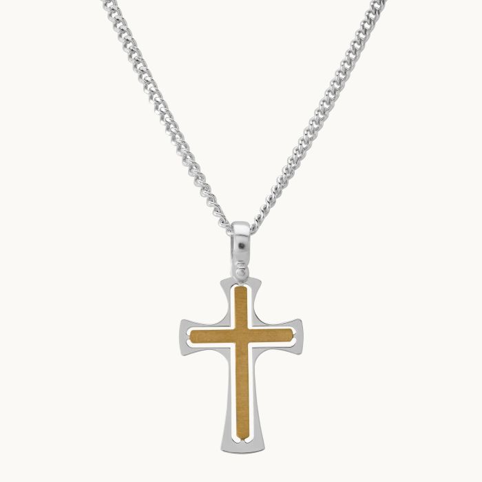 Gold Plated on Sterling Silver Cross Necklace