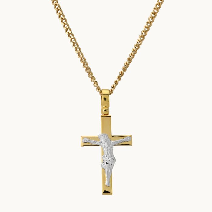 Gold Plated on Sterling Silver Crucifix Cross Necklace