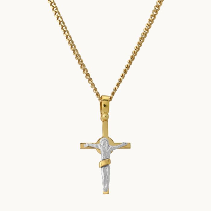 Gold Plated on Sterling Silver Celtic Crucifix Cross Necklace